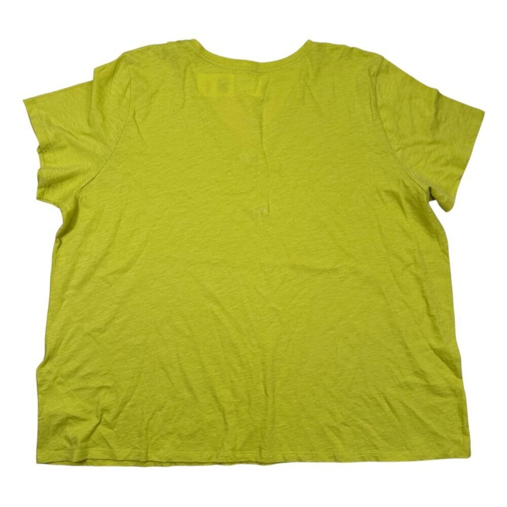 Eileen Fisher 2XL Organic Cotton V-Neck T Shirt Citron Casual Coastal - Picture 3 of 7